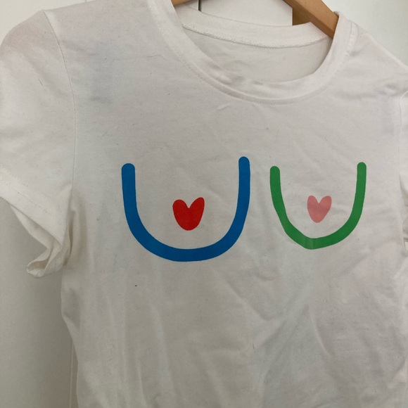 Zaful funny breast white tee - Picture 2 of 2